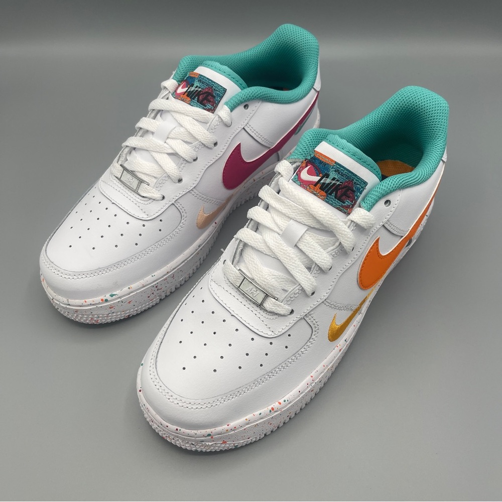 Nike Air Force 1 LV8 GS Big Girl 7Y Casual Shoes White/Safety Orange \Women #8.5 - Picture 12 of 16